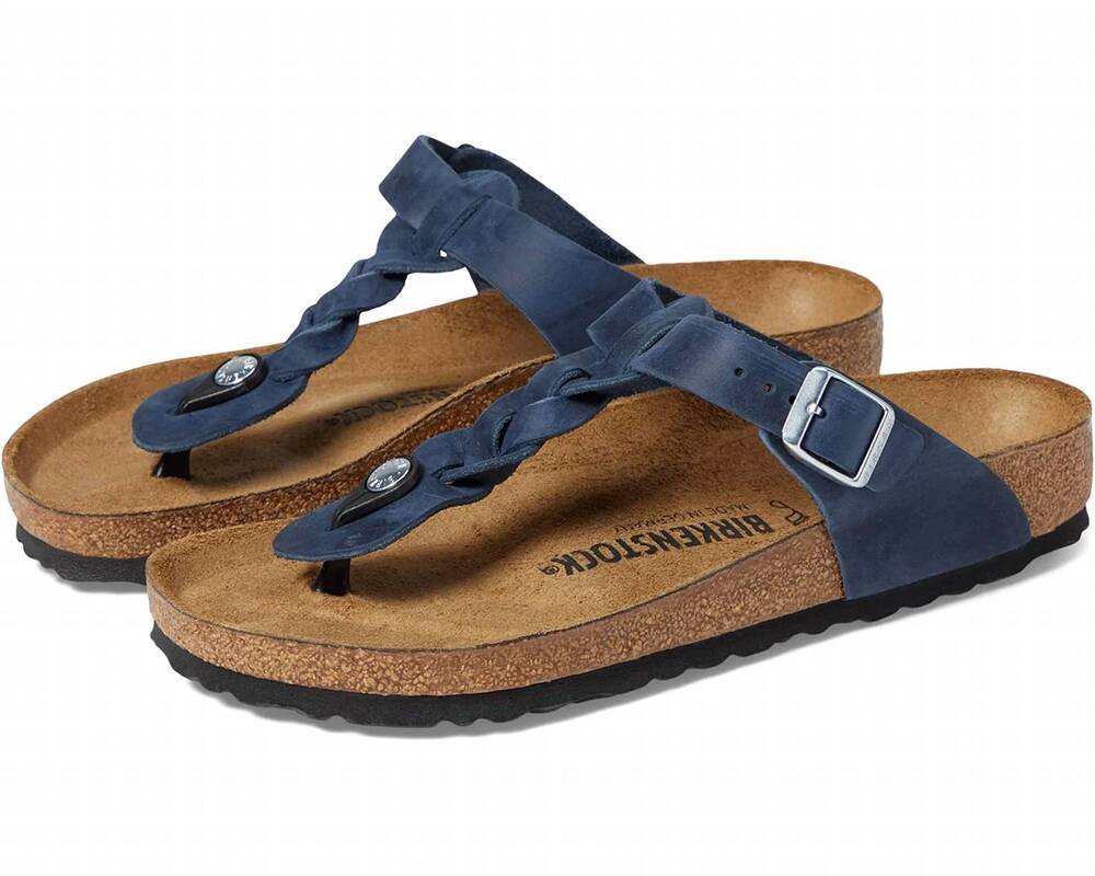 NEW BIRKENSTOCK women's gizeh braid sandal in navy
